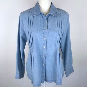 J. Jill |  Light Wash Denim Shirt w/Pleat …